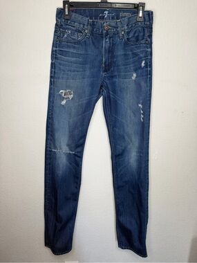 7 For All Mankind Slimmy Jeans Mens 28x32.5 Distressed 100% Cotton Made in USA